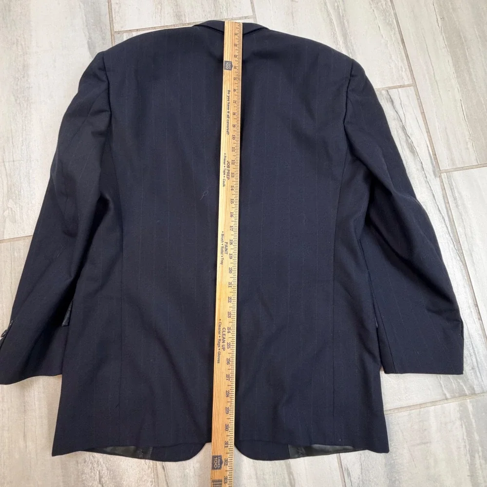Christian Dior Monsieur Navy Blue Pinstripe Blazer Vintage Suit Jacket 42R Belk